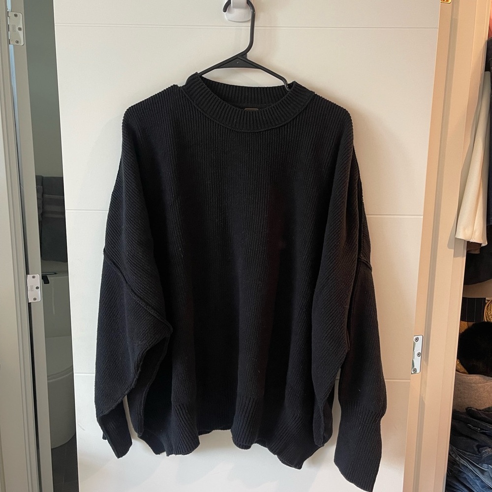 Free People Black Easy Street Tunic Sweater - M
